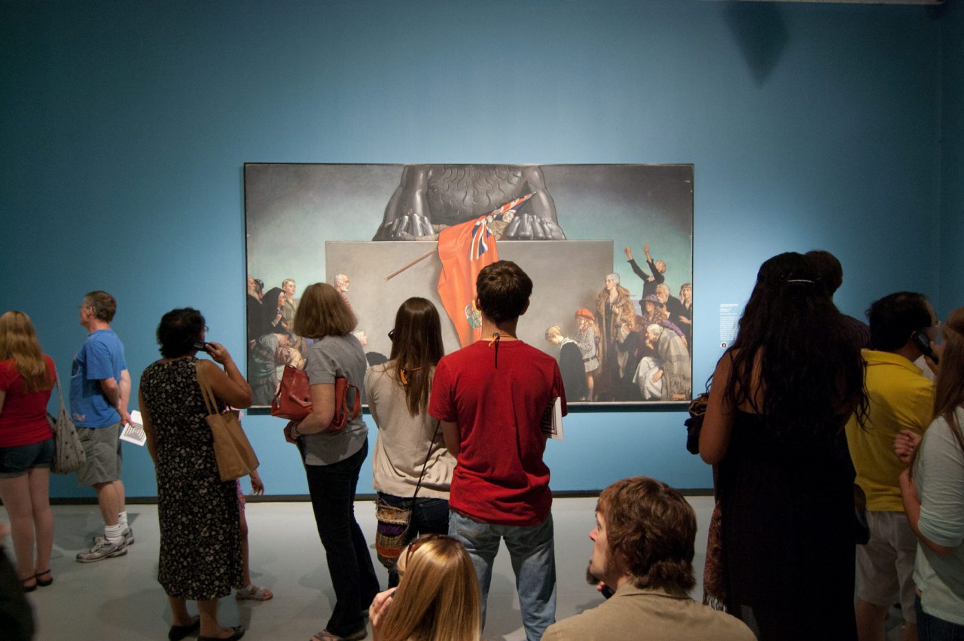 Visitors view an art piece at the Winnipeg Art Gallery-Qaumajuq.
