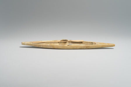 Bobby Etoktok. Kayak, 1980. sealskin, wood, antler, sinew. Government of Nunavut Fine Art Collection, On long-term loan to the Winnipeg Art Gallery, 2.81.9 a-d.
