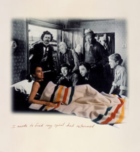 Rosalie Favell. I awoke to find my spirit had returned, from the series Plain(s) Warrior Artist, 1999. Giclée print on paper, 118.5 x 87 cm. Collection of the Winnipeg Art Gallery. Acquired with the Photography Endowment of The Winnipeg Art Gallery Foundation Inc., 2001-12. Photo: Ernest Mayer, courtesy of the Winnipeg Art Gallery.