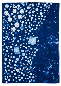 Elisa Jane Carmichael. Yarabin (sea), 2021. cyanotype on cotton. 213 x 152cm. Photo: Louis Lim. Courtesy of the artist and Onespace Gallery.