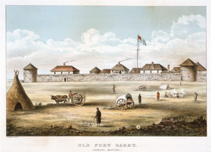 G. Kemp. Old Fort Garry, n.d. Lithograph on paper, 40.3 x 55.4 cm. Collection of the Winnipeg Art Gallery. Gift of Miss Ruth Elvin, G-87-57.
