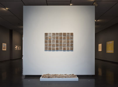 Maureen Gruben. Breathing Hole (detail), 2019. Dricore insulation board, stainless steel pins, sealskin, white cotton thread. 121.9 x 76.2 cm. (8)