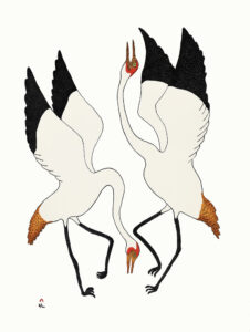 Quvianaqtuk Pudlat, Dancing Cranes, Stonecut (20-02)