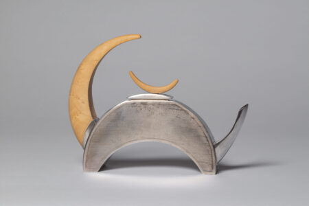 Michael Massie. Inuit (Happy Valley-Goose Bay), b. 1962. Subtle-tea, 1997. silver, wood. Collection of the Winnipeg Art Gallery. Gift of the Canadian Museum of Inuit Art, 2017-564