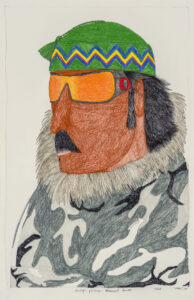 Ningiukulu Teevee. Inuit (Kinngait), b. 1963. Asivaqti Palirniq (Weathered Hunter), 2016. graphite, coloured pencil, ink on paper. Collection of the Winnipeg Art Gallery. Acquired with funds from the Estate of Mr. and Mrs. Bernard Naylor. funds administered by The Winnipeg Foundation, 2017-85