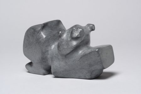 George Arlook (Canadian (Arviat), b. 1949). Man Riding Snowmobile, 1981. stone, 11 x 18 x 8 cm. Collection of the Winnipeg Art Gallery. Gift of Dr. Harry Winrob, 2006-579. Photo: Ernest Mayer.