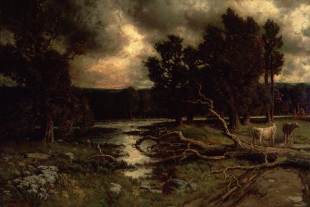 Homer Ransford Watson. Near the Close of a Stormy Day, 1884. oil on canvas, 96.5 x 142.6 cm. Collection of the Winnipeg Art Gallery. Gift of Lt. Col. H.F. Osler, G-47-164 a. Photo: Ernest Mayer
