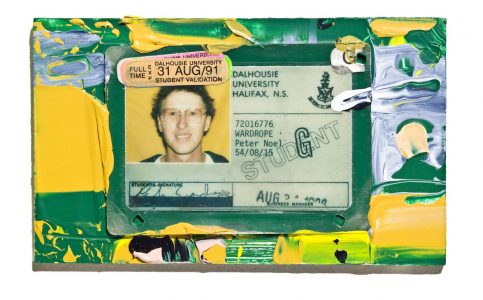 Cliff Eyland. Peter Wardrope Dalhousie University Identification Card, from the series I.D. Paintings, 1986-2000. mixed media on Masonite board, 3 x 5 x ¾ in. (7.6 x 12.5 x 1.9 cm) each. Collection of the Winnipeg Art Gallery. Photo: William Eakin.