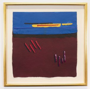 Robert Houle. Parfleche #4, Simon, from the series Parfleches for the Last Supper, 1983. acrylic, porcupine quill on paper, 56 x 56 cm. Collection of the Winnipeg Art Gallery. Gift of Mr. Carl T. Grant, Artvest Inc., G-86-463. Photo: Serge Gumenyuk