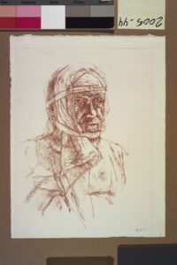 Ivan Eyre. Wrapped Head I, 1977. chalk on paper
32.7 x 25.1 cm. Collection of the Winnipeg Art Gallery; Gift of John and Sheena Cowan, 2005-44.