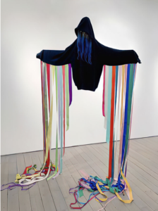 Jeneen Frei Njootli. Extended Cacophonies Throughout, 2020. Cotton, ribbon, copper, hair. Collection of the Vancouver Art Gallery, Purchased with proceeds from the Audain Emerging Artists Fund, VAG 2021.10.1 a-e.
