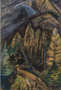 Emily Carr. British Columbia Trees, 1938–1939. oil on hardboard, 85 x 57 cm. Collection of the Winnipeg Art Gallery; Gift from the Estate of Arnold O. Brigden, G-73-322. Photo: Ernest Mayer.