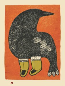 NINGIUKULU TEEVEE. Painted Raven. Lithograph, Paper: Arches Cover Cream, Printer: Nujalia Quvianaqtuliaq. 40.4 x 30.4 cm. $600