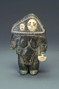 Noah Qinuajua, attributed to, Mother and Child, 1952. stone, ivory, black plastic inlay. Collection of the Winnipeg Art Gallery. The Swinton Collection. Gift of the Women's Committee, G-60-49. Photo: Ernest Mayer