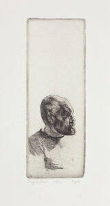 Ivan Eyre. Profile Low, n.d.
etching on paper, 26/75, 34.6 x 21.8 cm Image: 22.7 x 8.4 cm. Collection of the Winnipeg Art Gallery; Gift of Mary Reid, 2005-104.