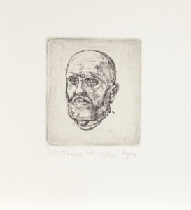 Ivan Eyre. 100 minus 58, n.d. etching on paper, 61/75, 16.5 x 15 cm, Image: 8.1 x 7 cm. Collection of the Winnipeg Art Gallery; Gift of Mary Reid, 2005-110.