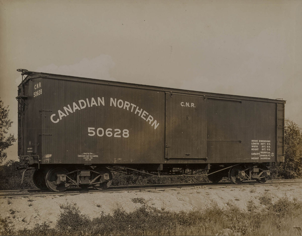 A Canadian Northern Railway Box Car, No. 50628 from the Crossen Car Co. Ltd